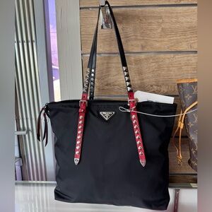 Prada Black Tote with Red Accents, Prada tote of my dream